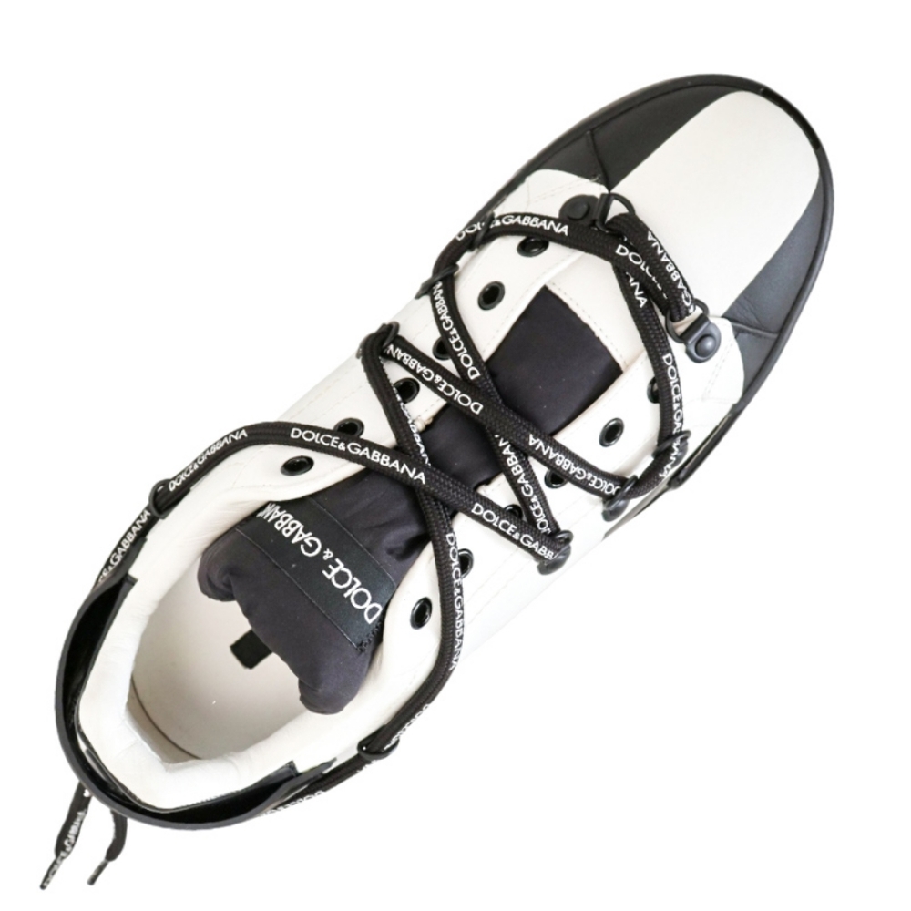 DOLCE & GABBANA 💎 Leather Black White Lace Designer Sneakers Shoes EU 42 - Picture 5 of 5